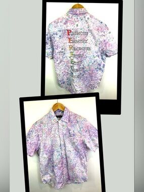 Raised by Wolves Men's ‘Pride’ Floral Short-Sleeve Button-Up Shirt size M